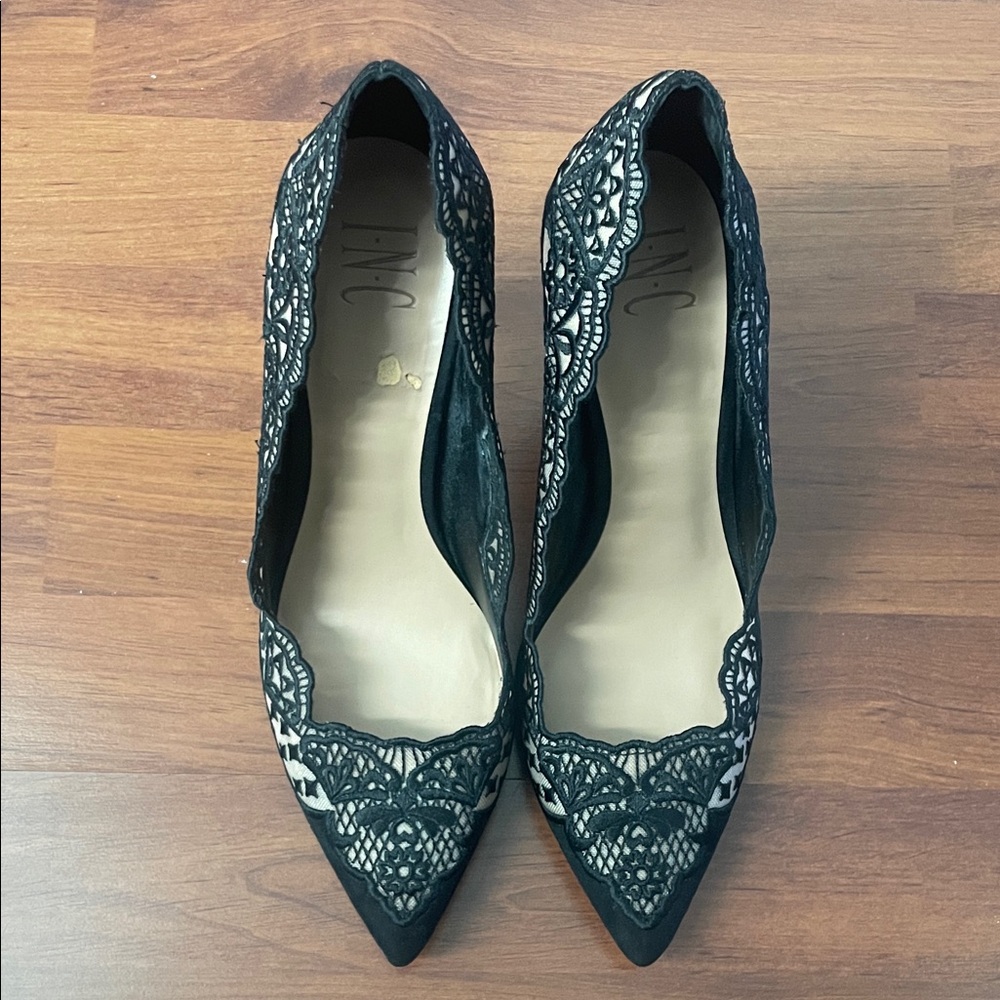 INC International Concepts Black Lace Heels